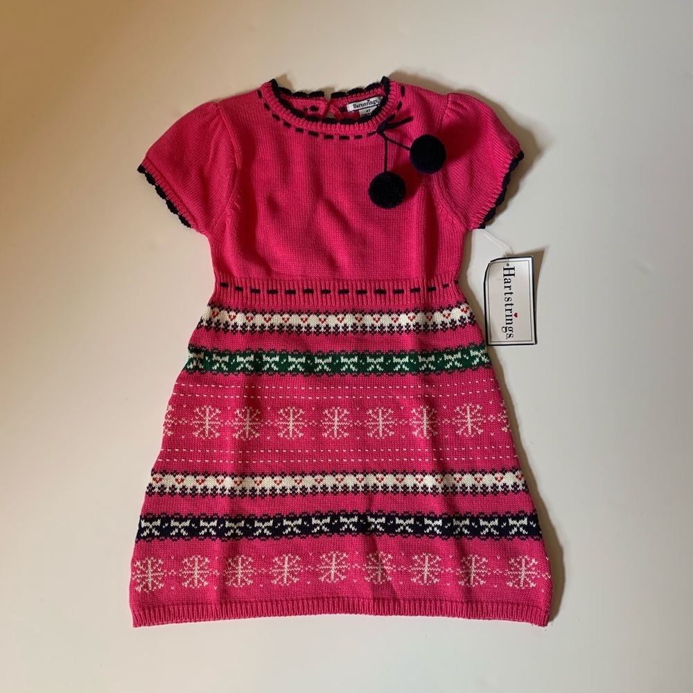 NEW Hartstrings 4T Pink Snowflakes Sweater Dress